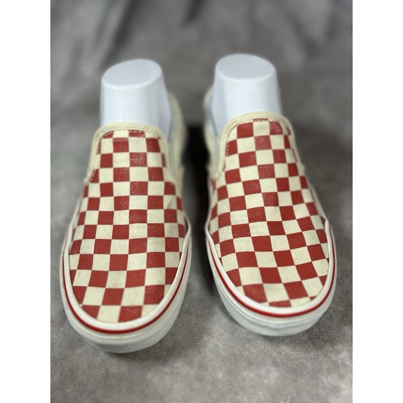 Vans Shoes - Vans Classic Slip-On Checkerboard Red White Shoes Womens 8 Mens 6.5 Canvas